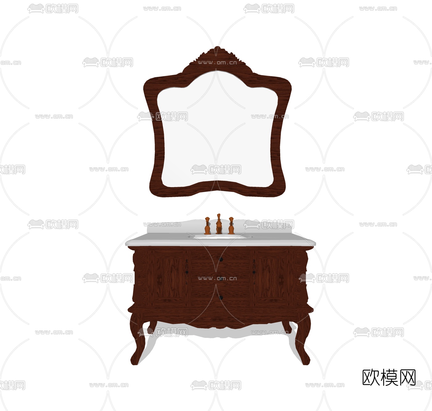 美式浴室柜洗手台免费su模型下载