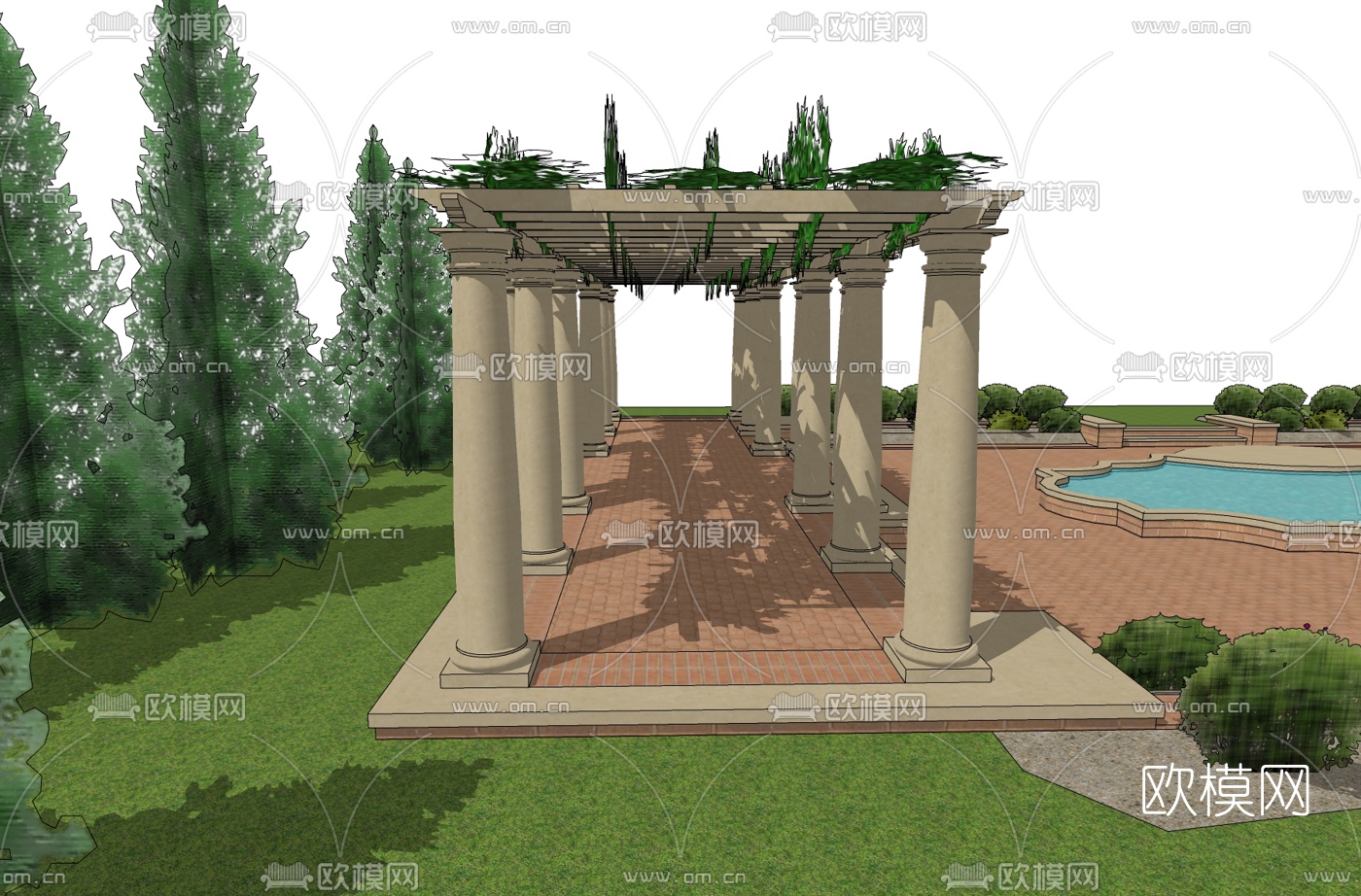 欧式廊架免费su模型下载