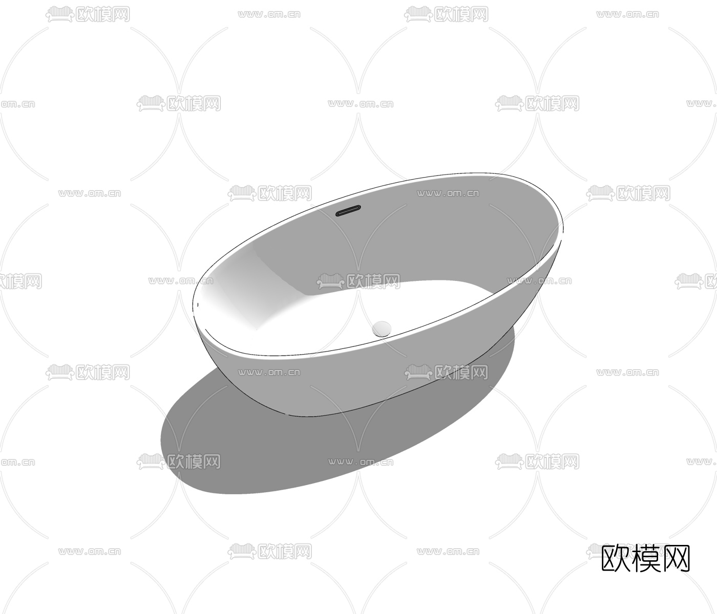 现代浴缸免费su模型下载
