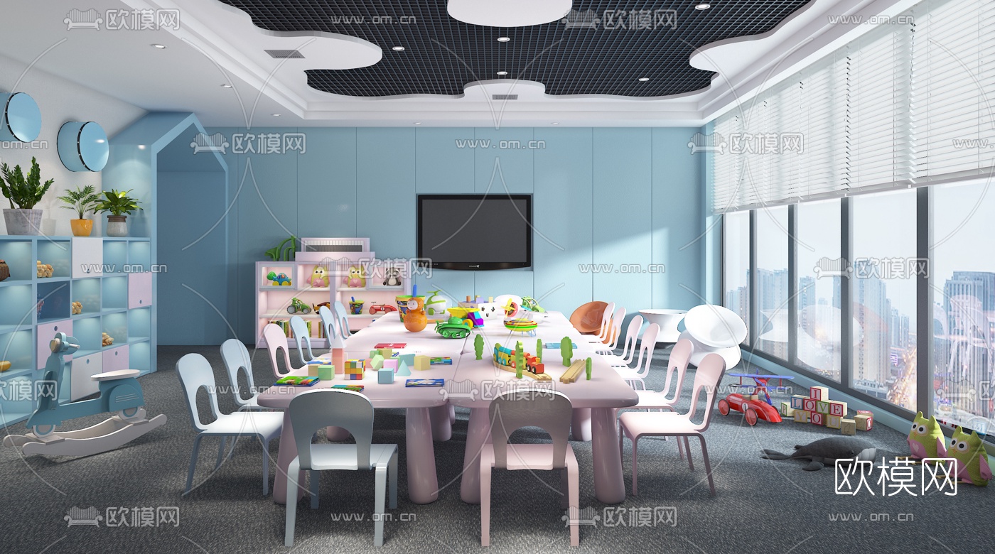 现代幼儿园教室3d模型