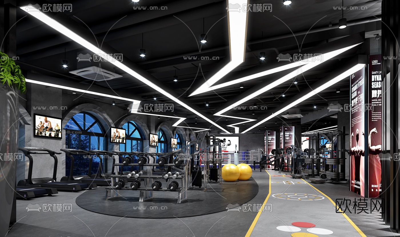现代健身房3d模型下载（渲染图2）