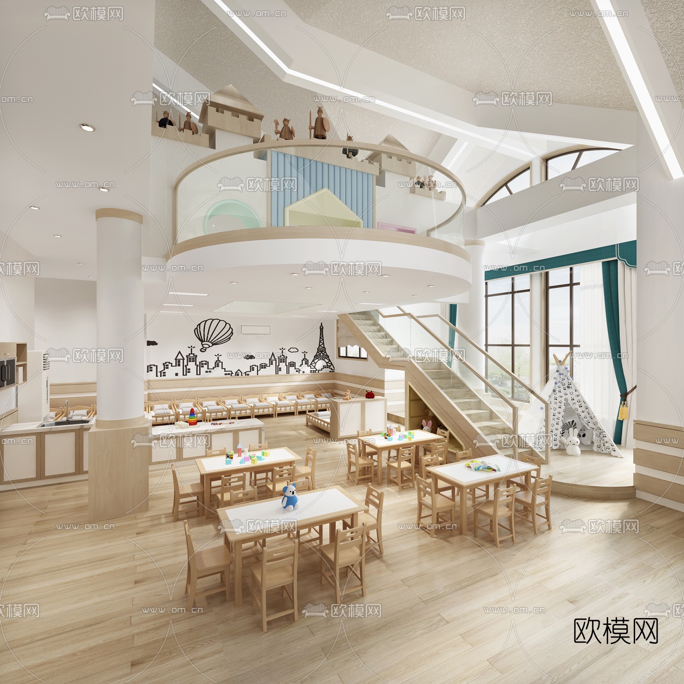北欧幼儿园教室3d模型下载