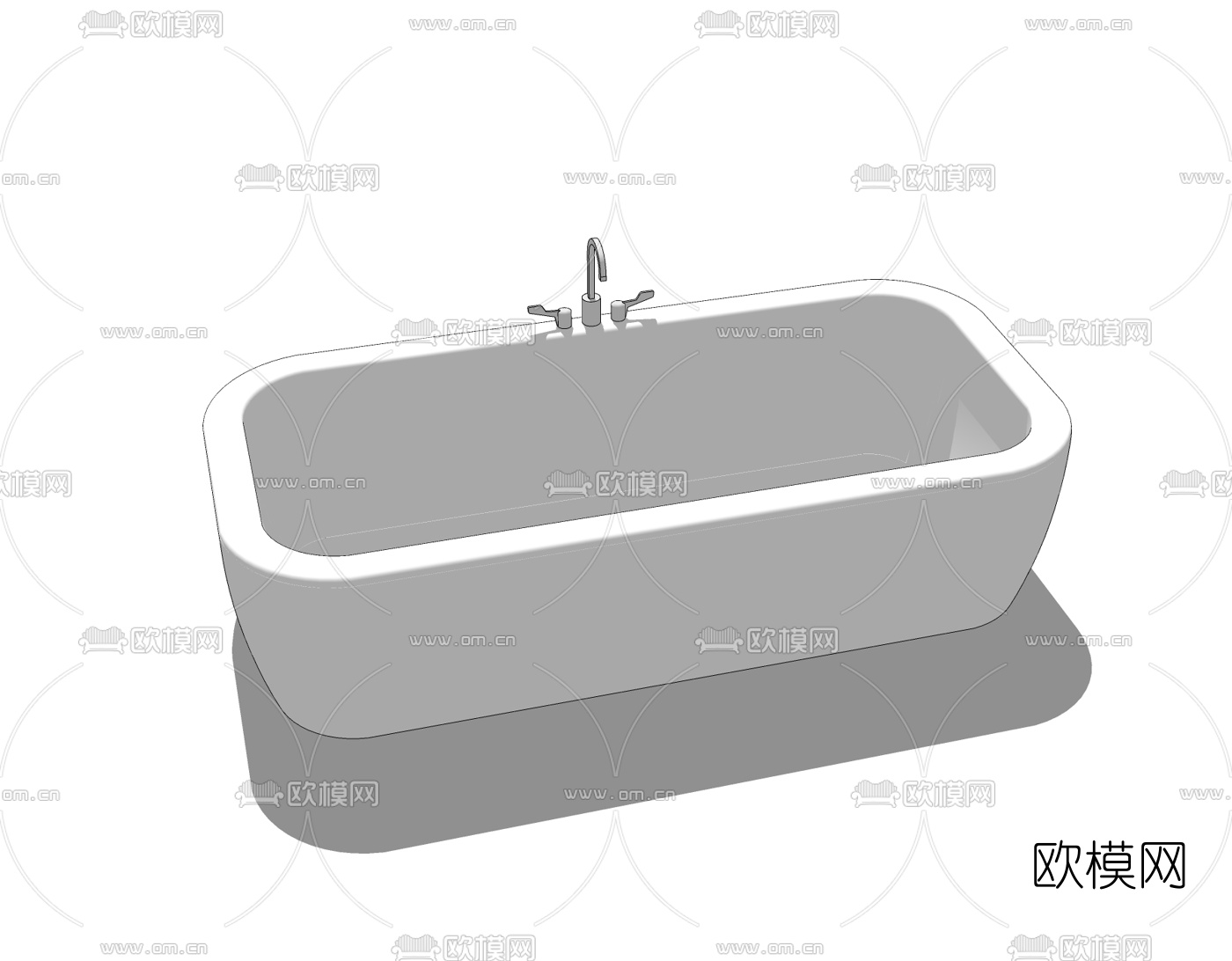 现代陶瓷浴缸免费su模型下载