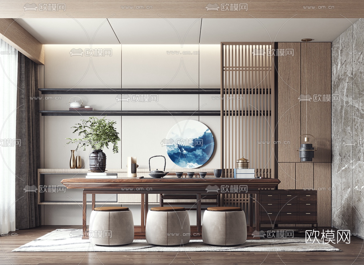 新中式茶室3d模型