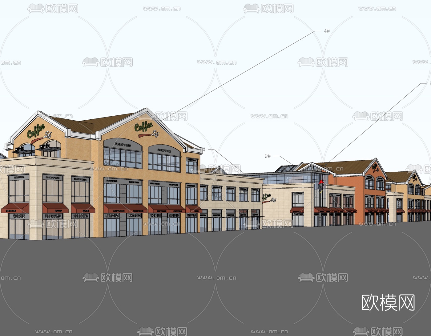 欧式沿街商业建筑免费su模型