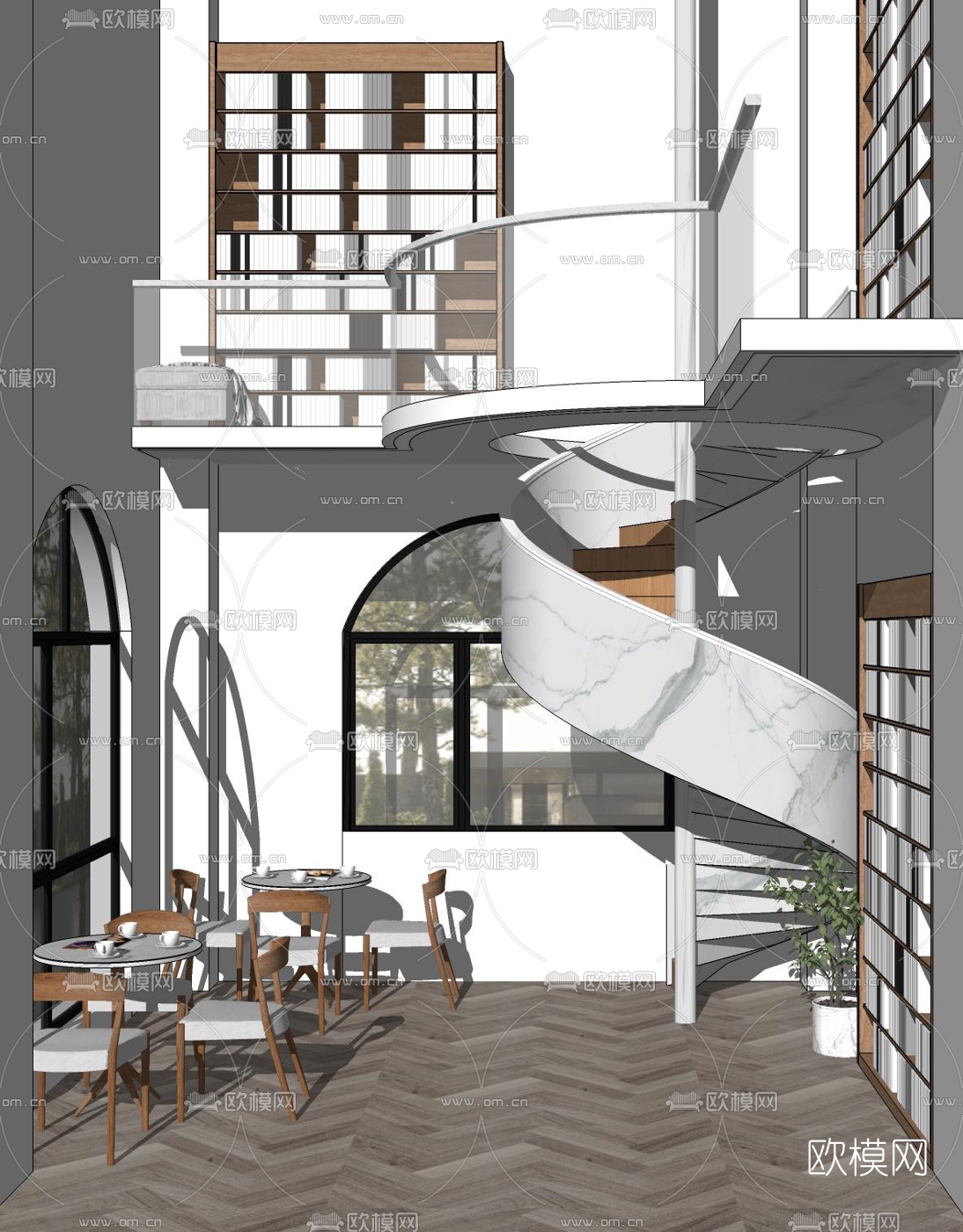 北欧图书馆su模型下载