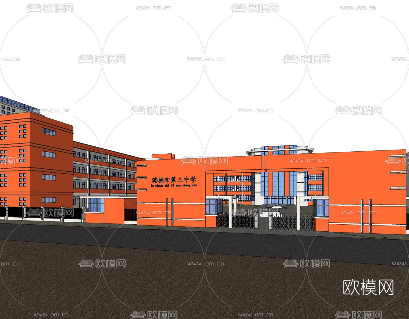 现代学校规划免费su模型下载