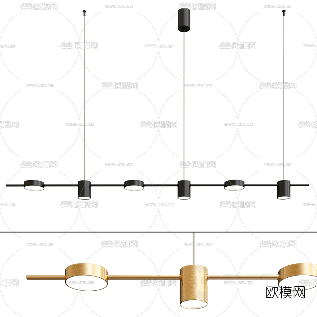 现代餐厅金属吊灯3d模型