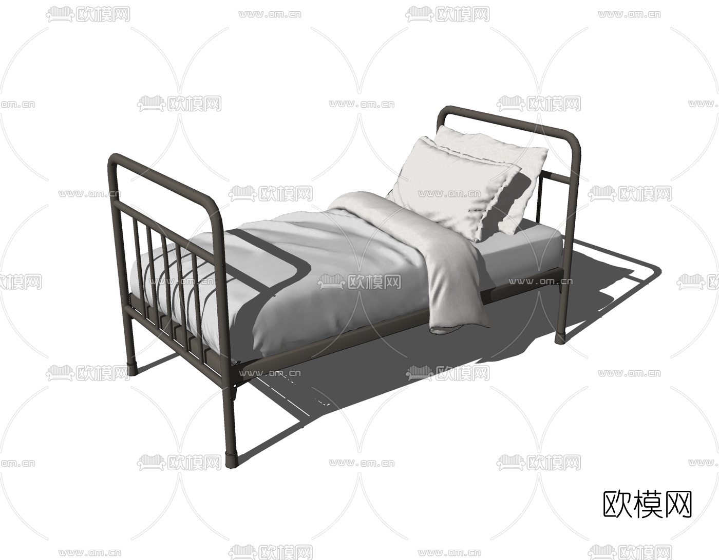 工业风金属单人床免费su模型下载