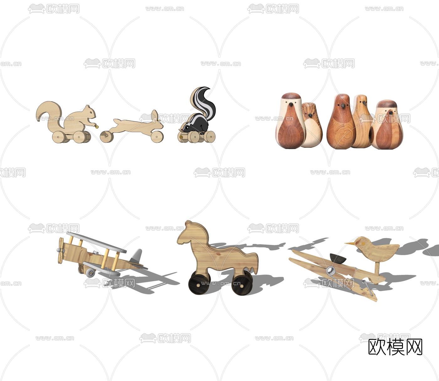 现代木质儿童玩具su模型下载