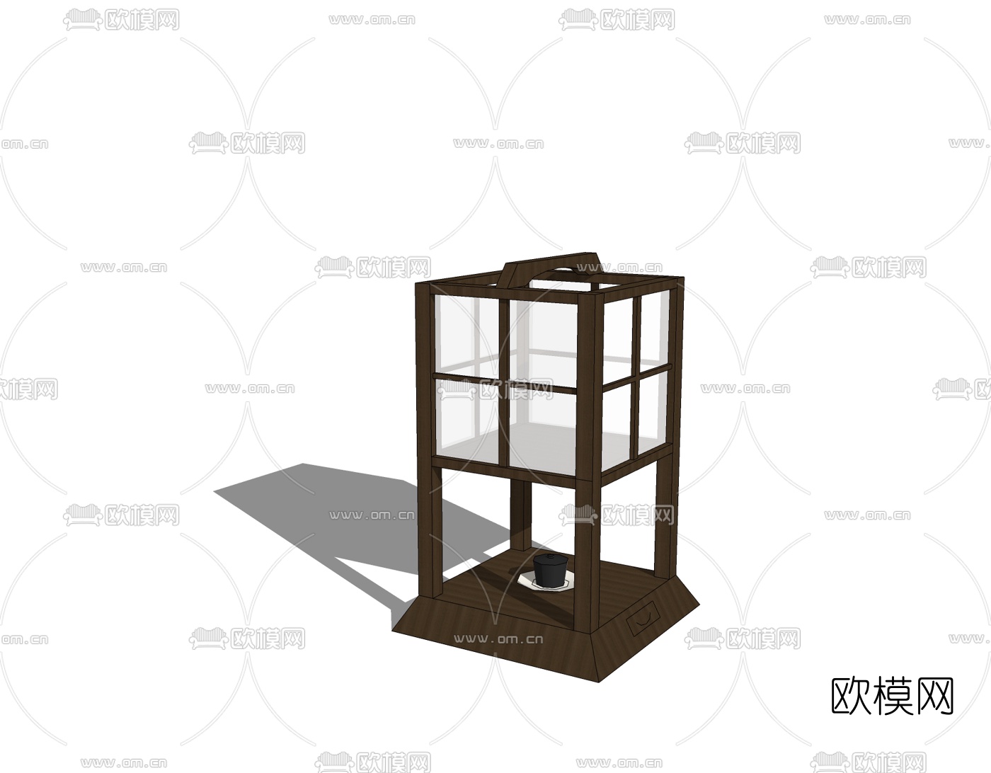 日式实木落地灯免费su模型下载