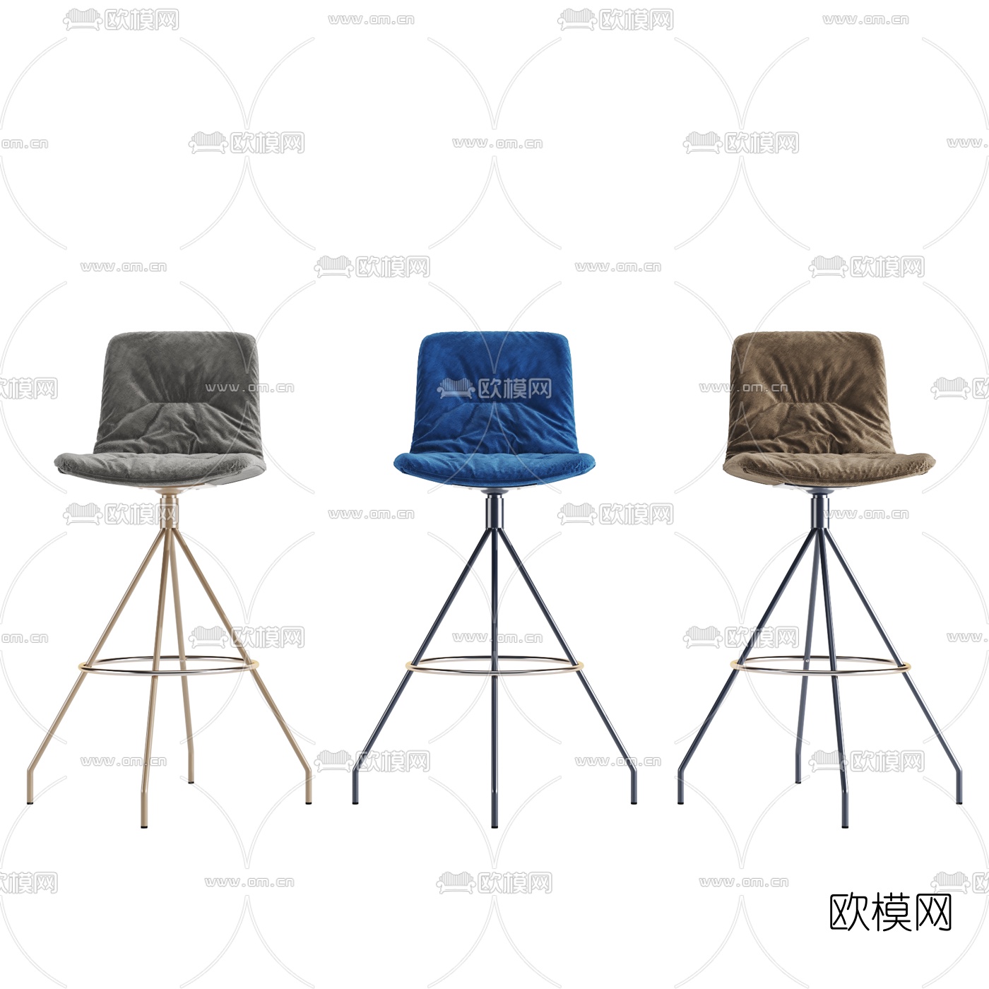 现代靠背吧台椅3d模型