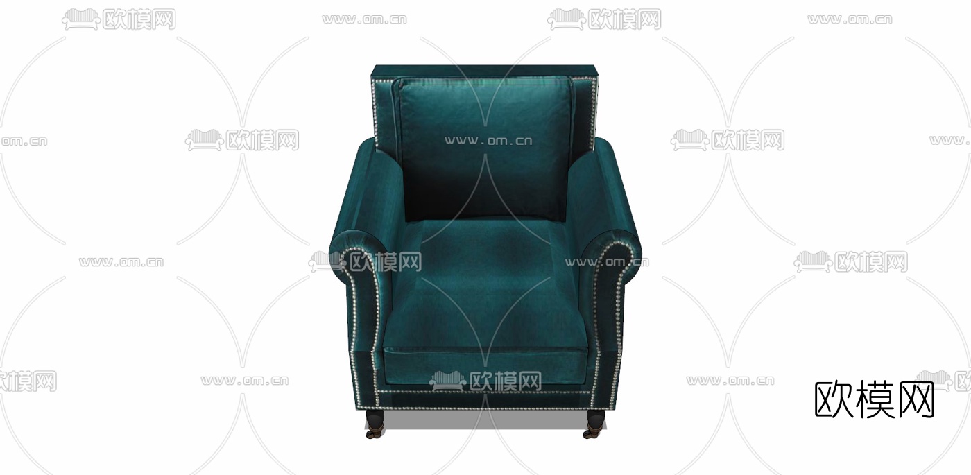 欧式皮革单人沙发免费su模型下载