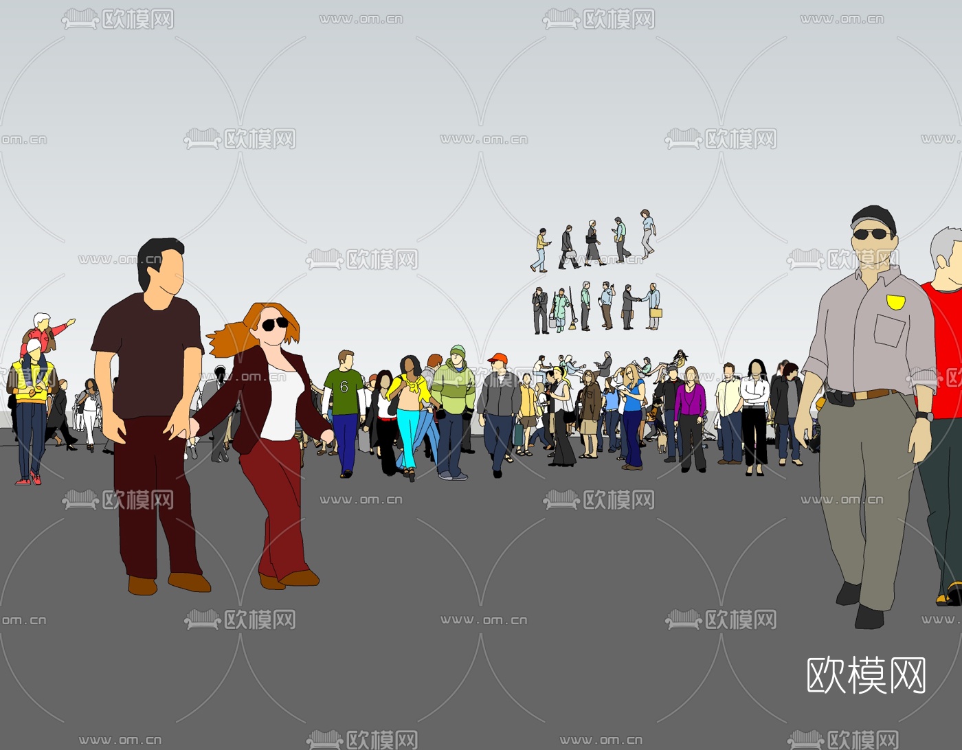 现代2d人物组件免费su模型下载