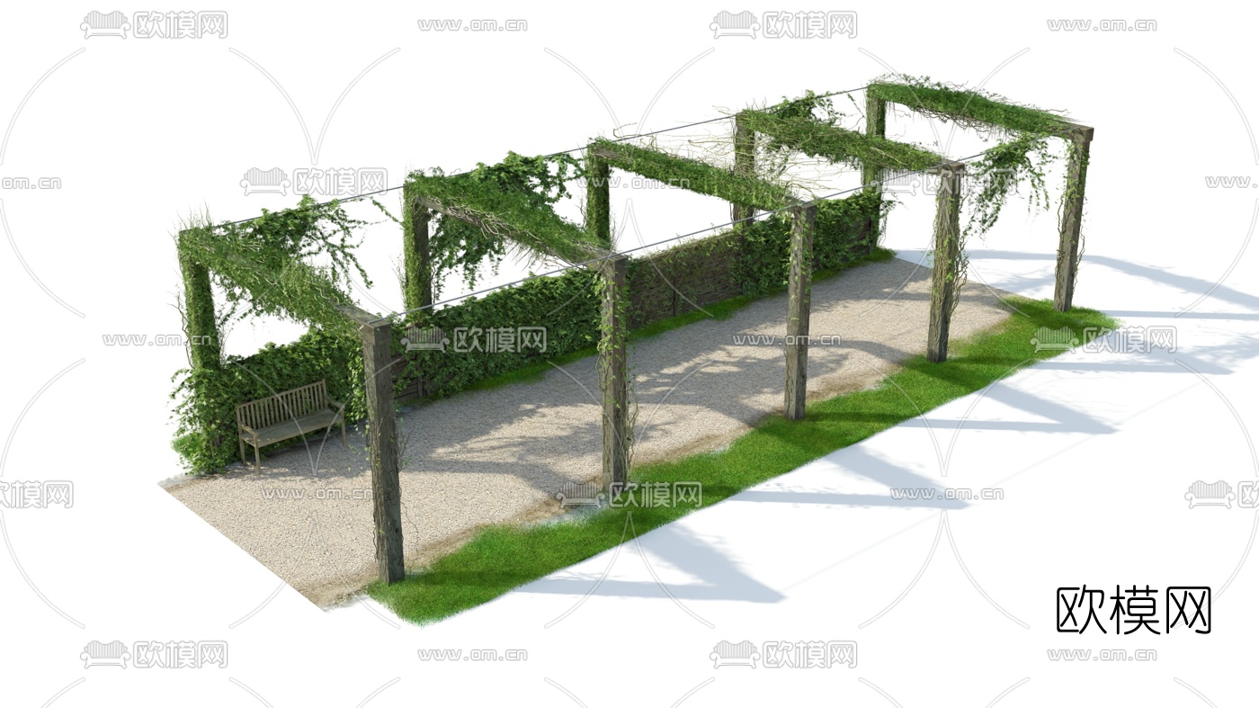 现代廊架爬藤3d模型下载