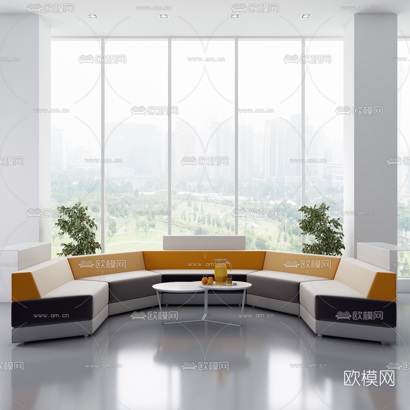 现代公用弧形沙发茶几3d模型