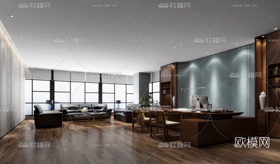 中式总经理办公室3d模型下载