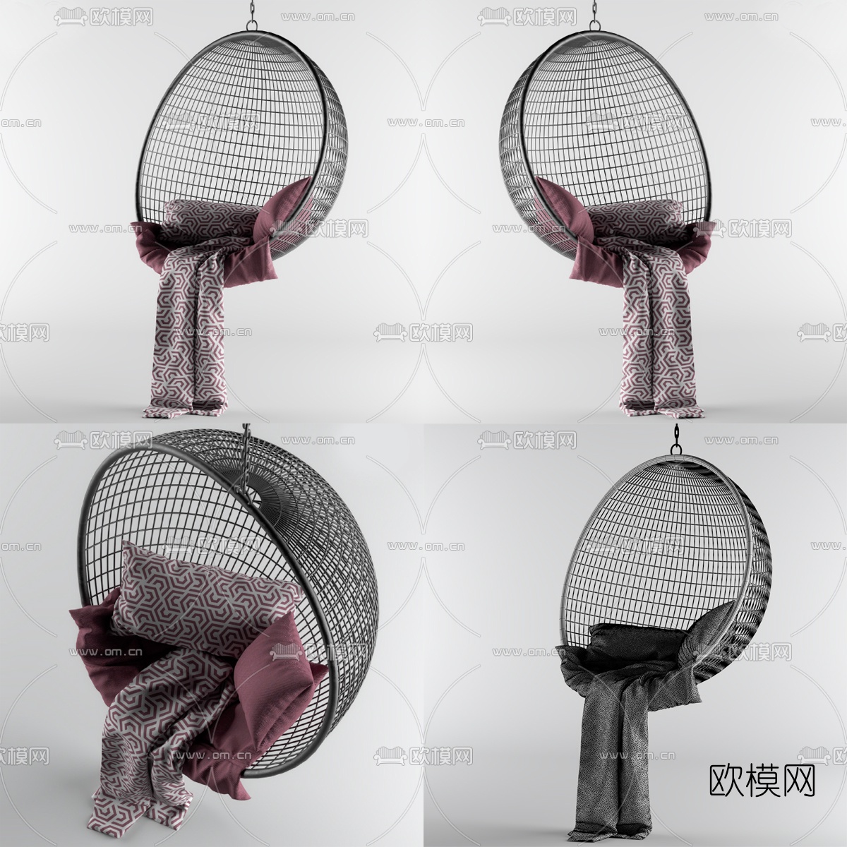 现代铁艺吊椅3d模型下载