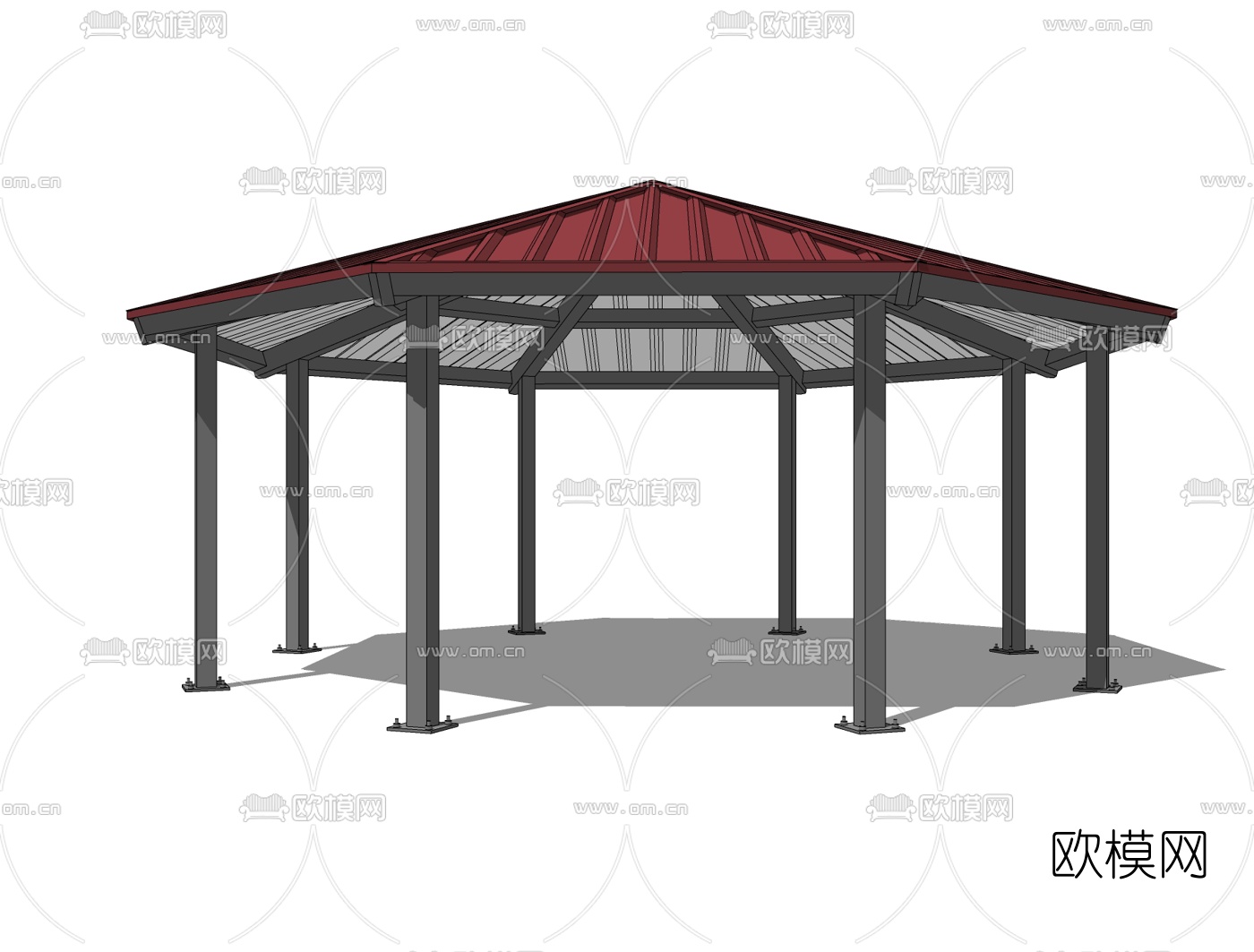工业风金属凉亭免费su模型下载