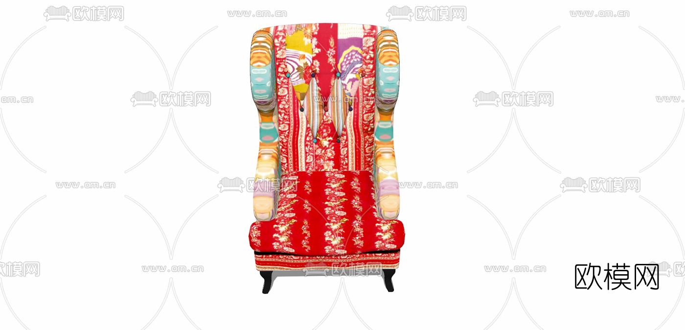 欧式布艺单人沙发免费su模型下载