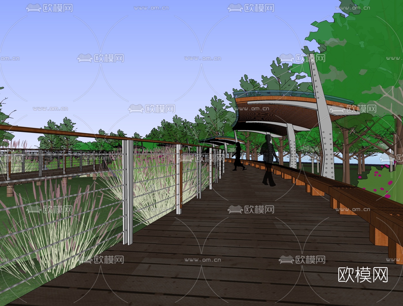 现代公园景观免费su模型下载