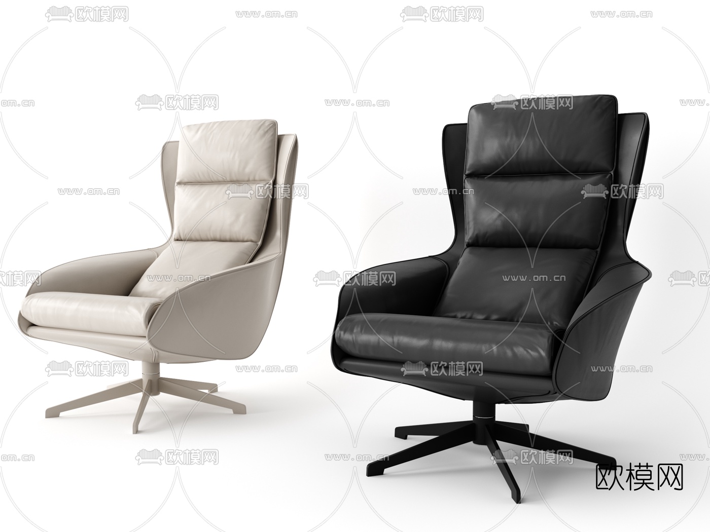 现代皮革办公椅3d模型下载