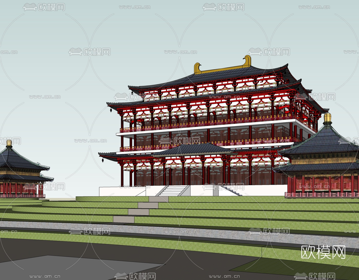 日式神社免费su模型下载