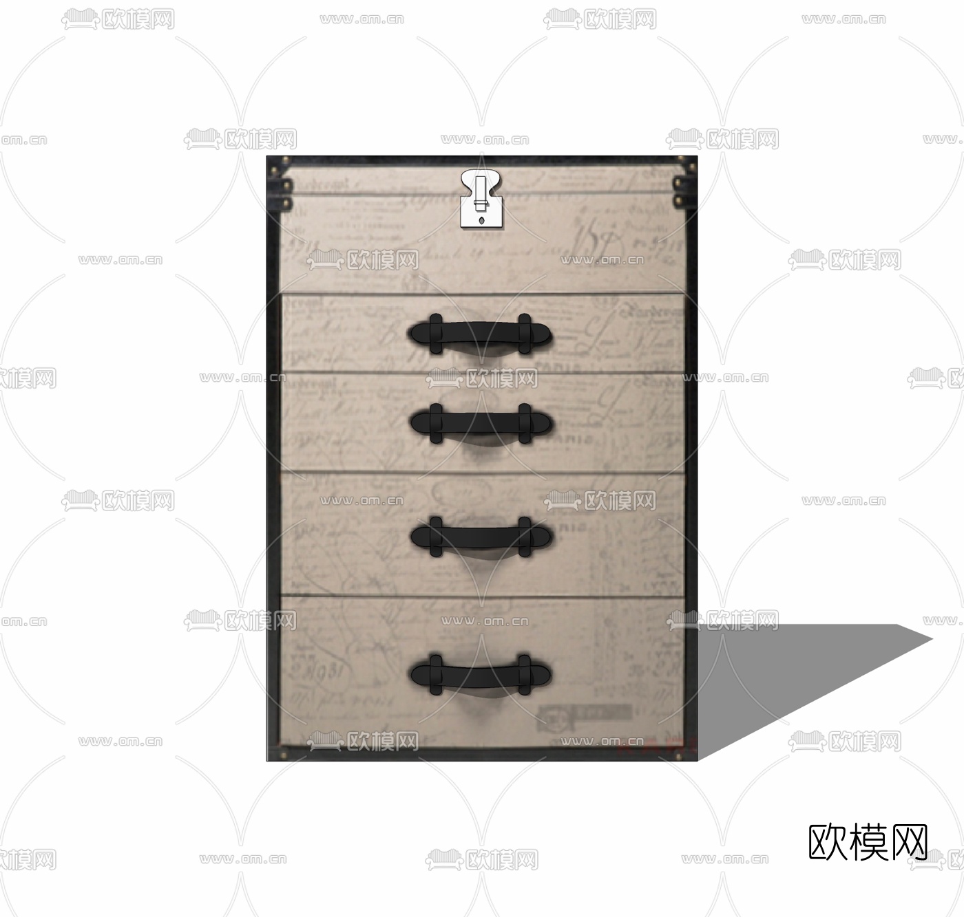 工业风实木斗柜免费su模型下载