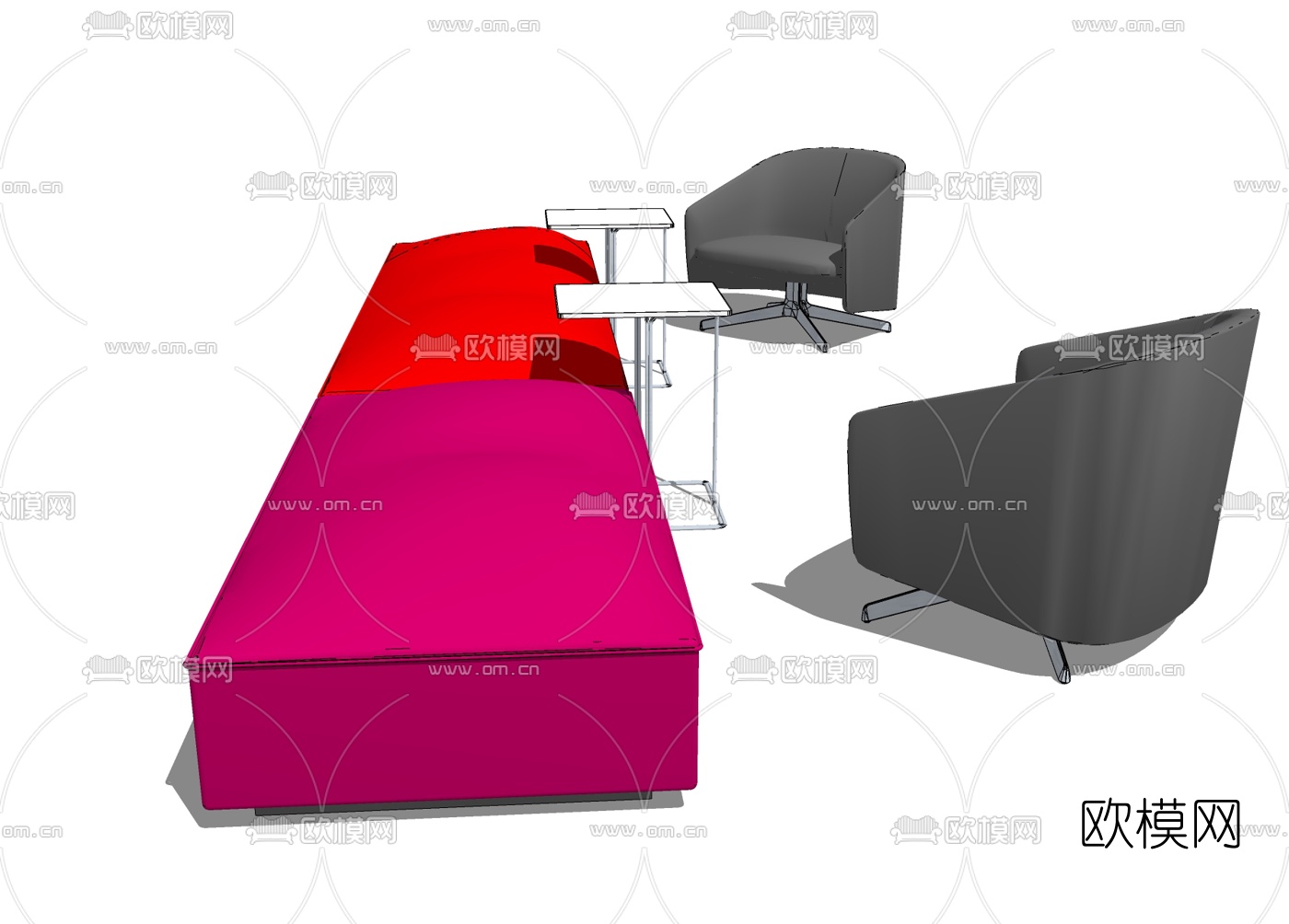 现代办公沙发免费su模型下载