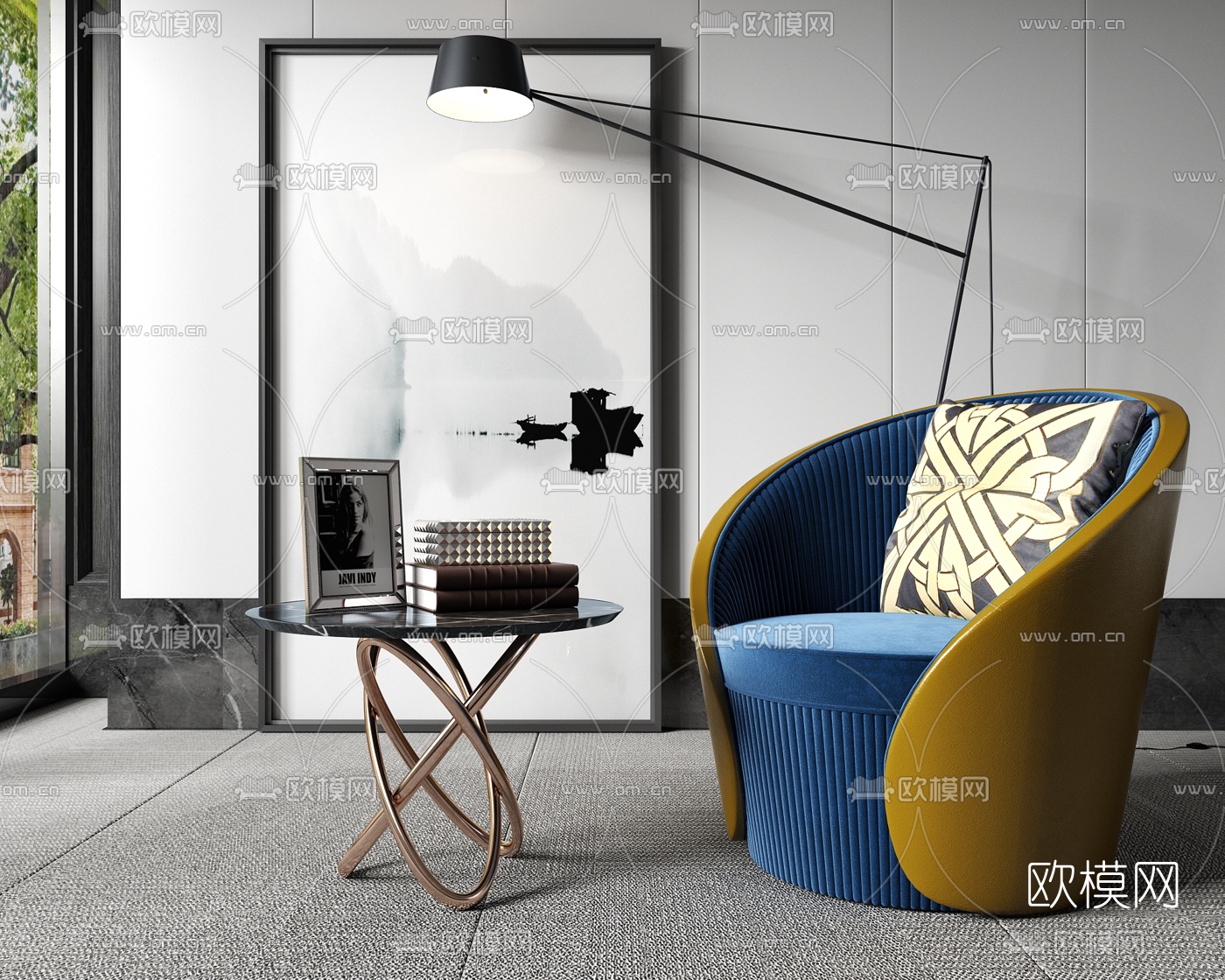 现代轻奢单人沙发3d模型下载