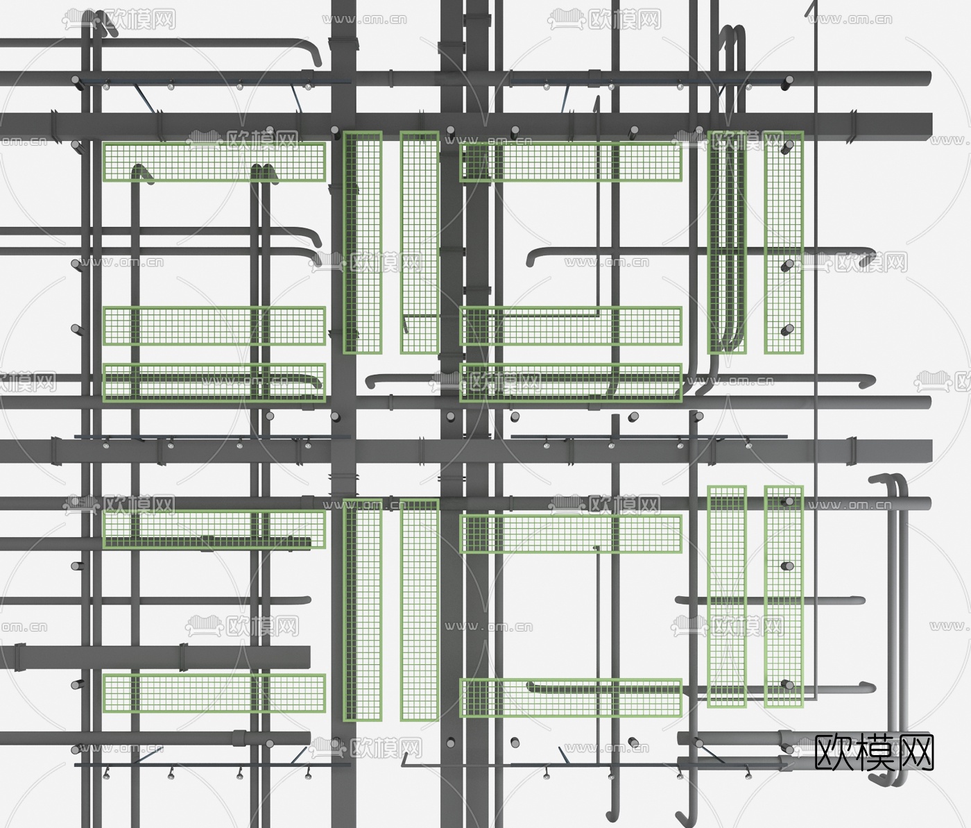 工业风金属管道通风口3d模型下载（渲染图3）