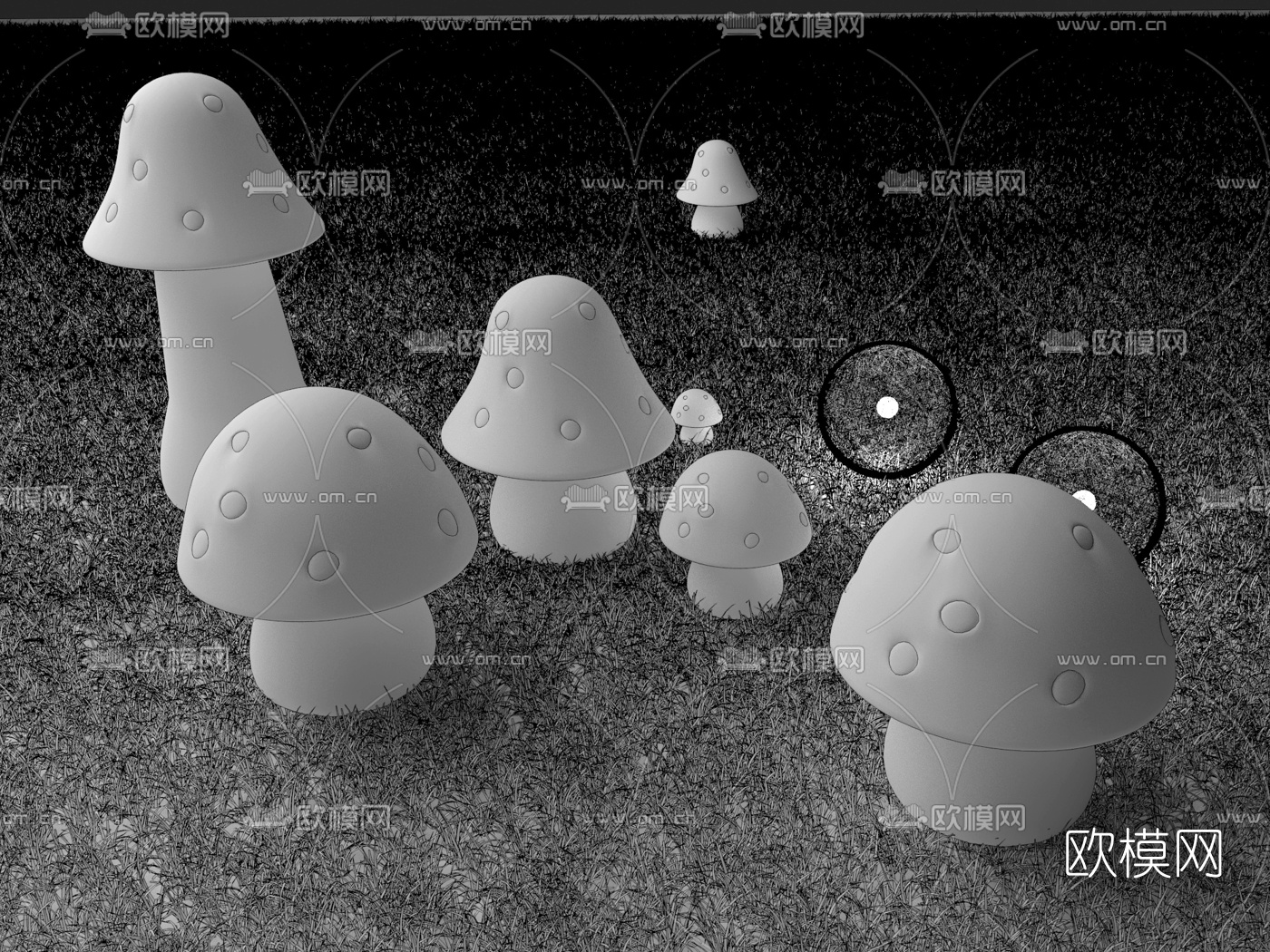 北欧发光蘑菇藤球灯3d模型下载（渲染图3）