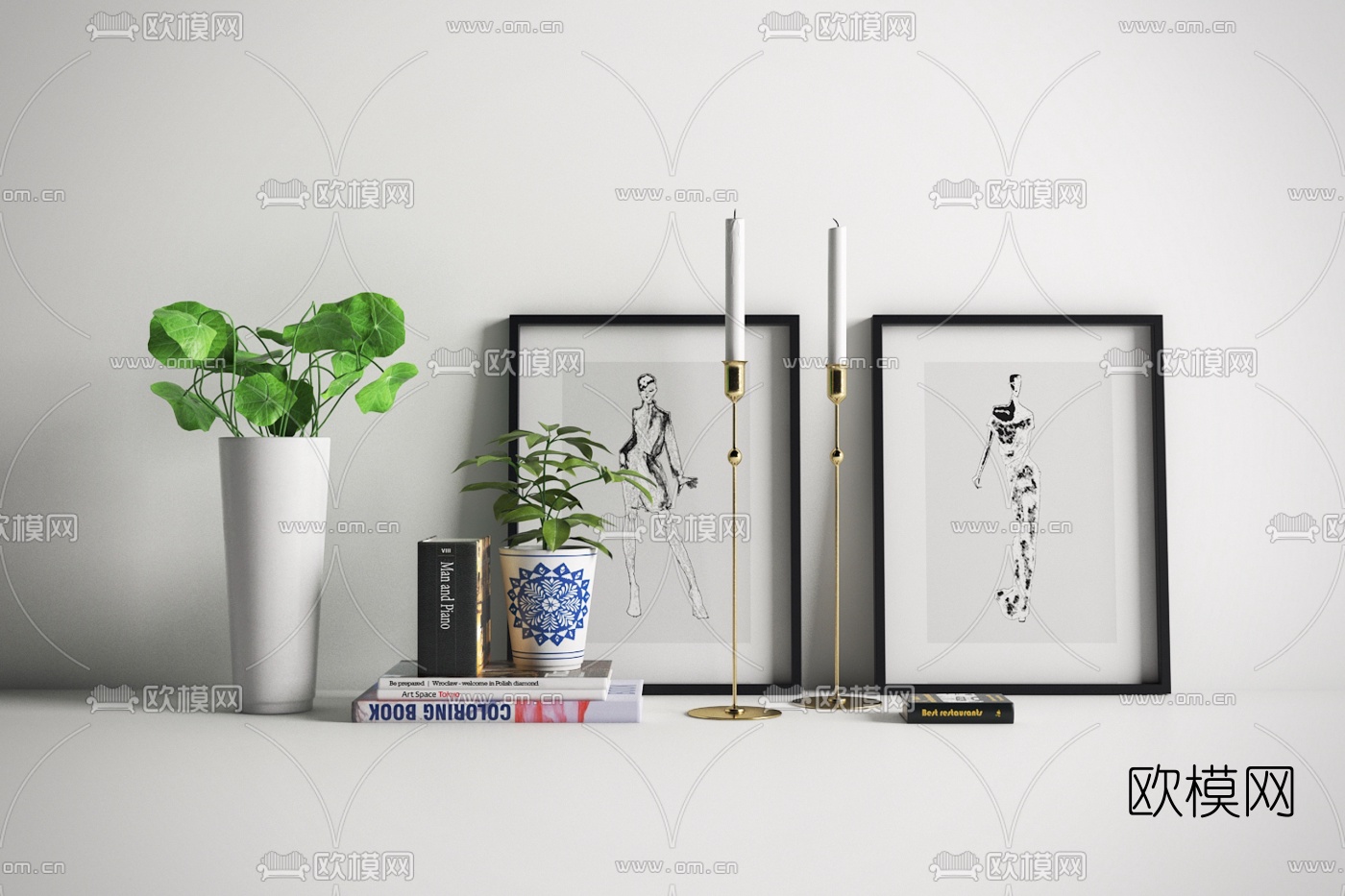 北欧铁艺简约装饰架3d模型