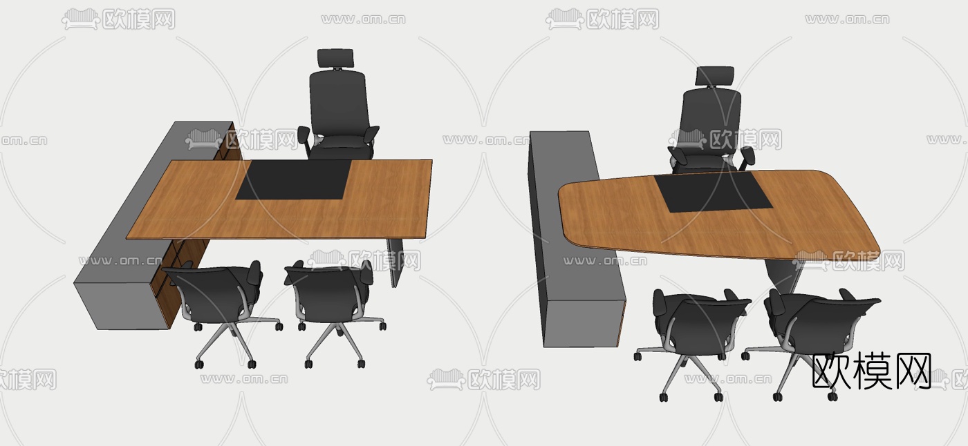 现代班台桌su模型下载（渲染图1）