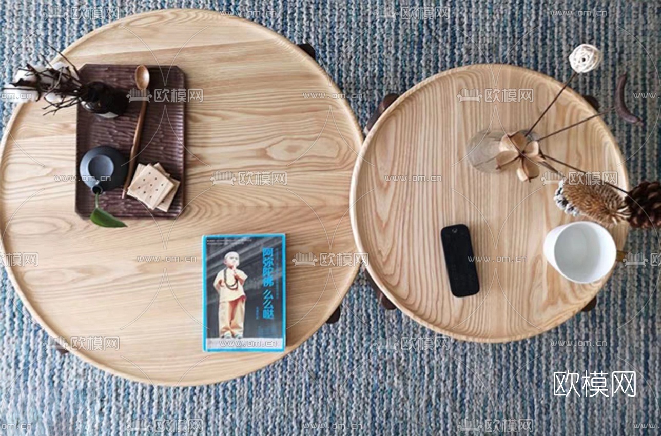 北欧茶几圆几su模型下载（渲染图2）