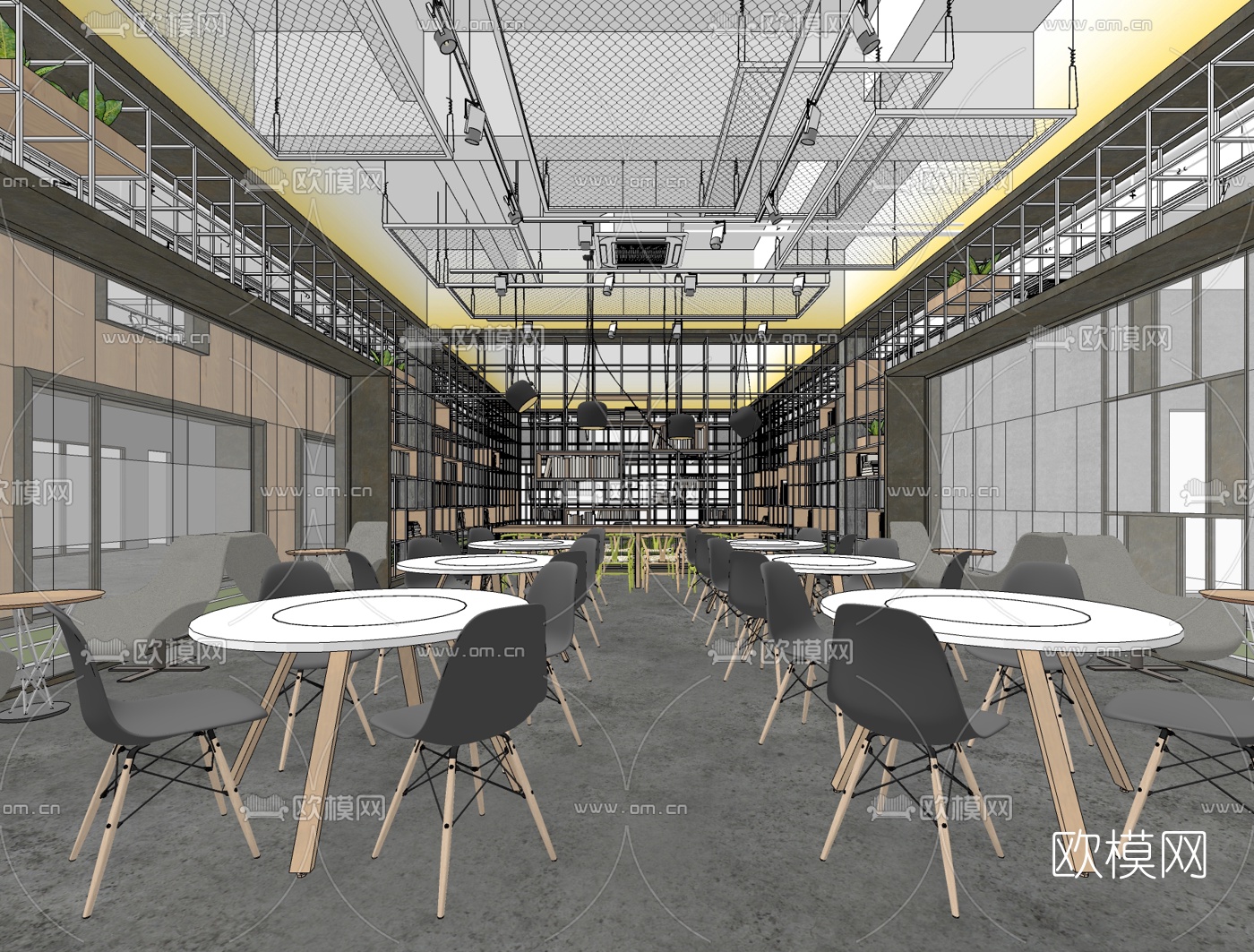 工业风办公室休息区会议室su模型下载（渲染图2）