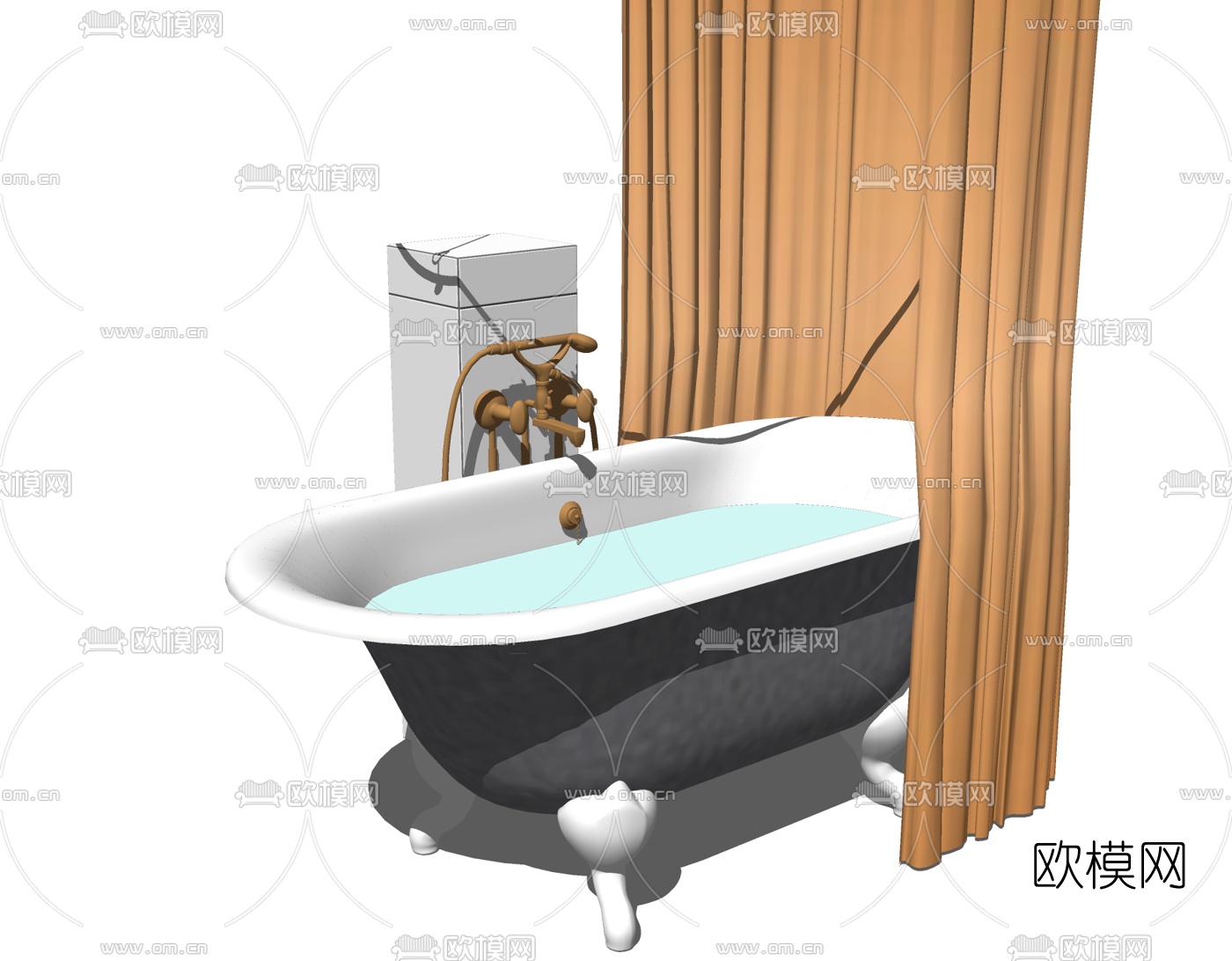 现代陶瓷浴缸免费su模型下载
