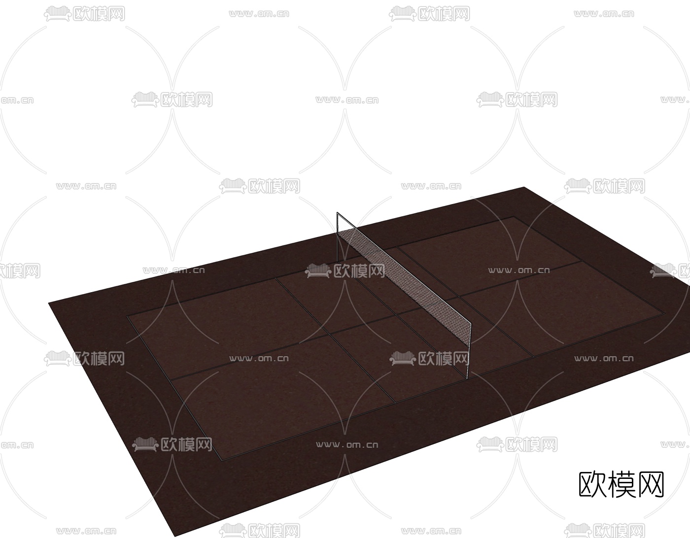 现代网球场免费su模型下载