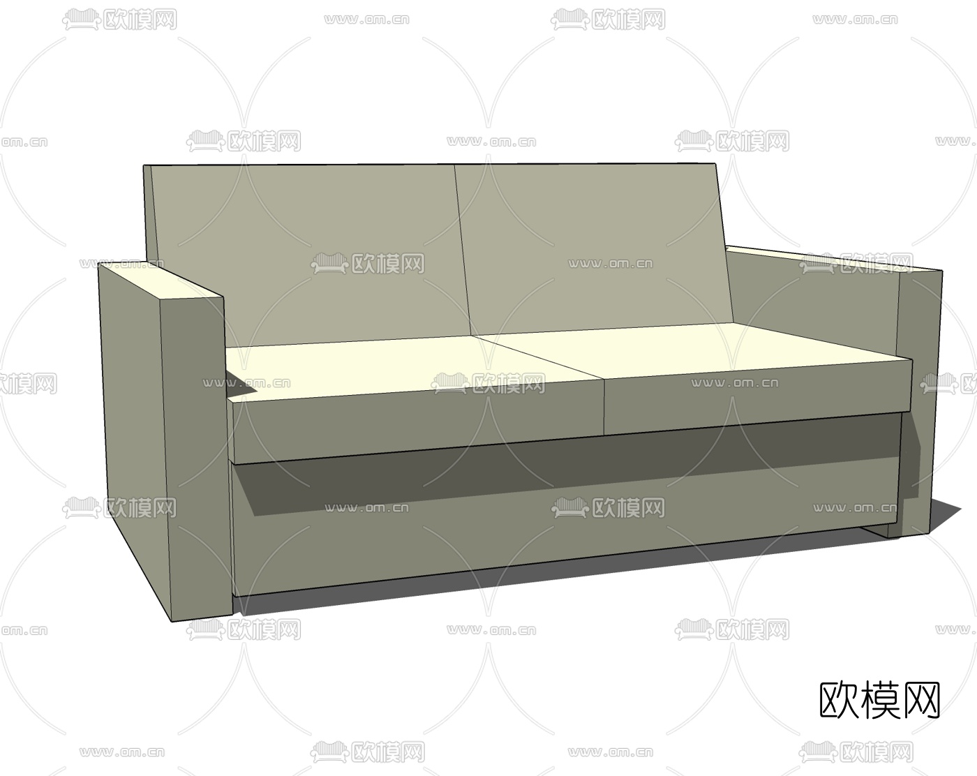 现代布艺双人沙发免费su模型下载
