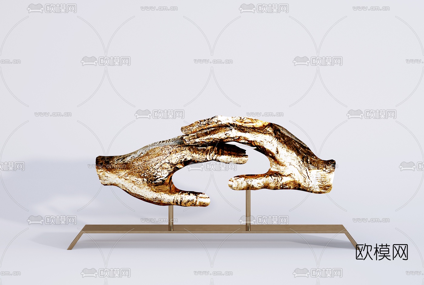 现代金属手雕塑3d模型
