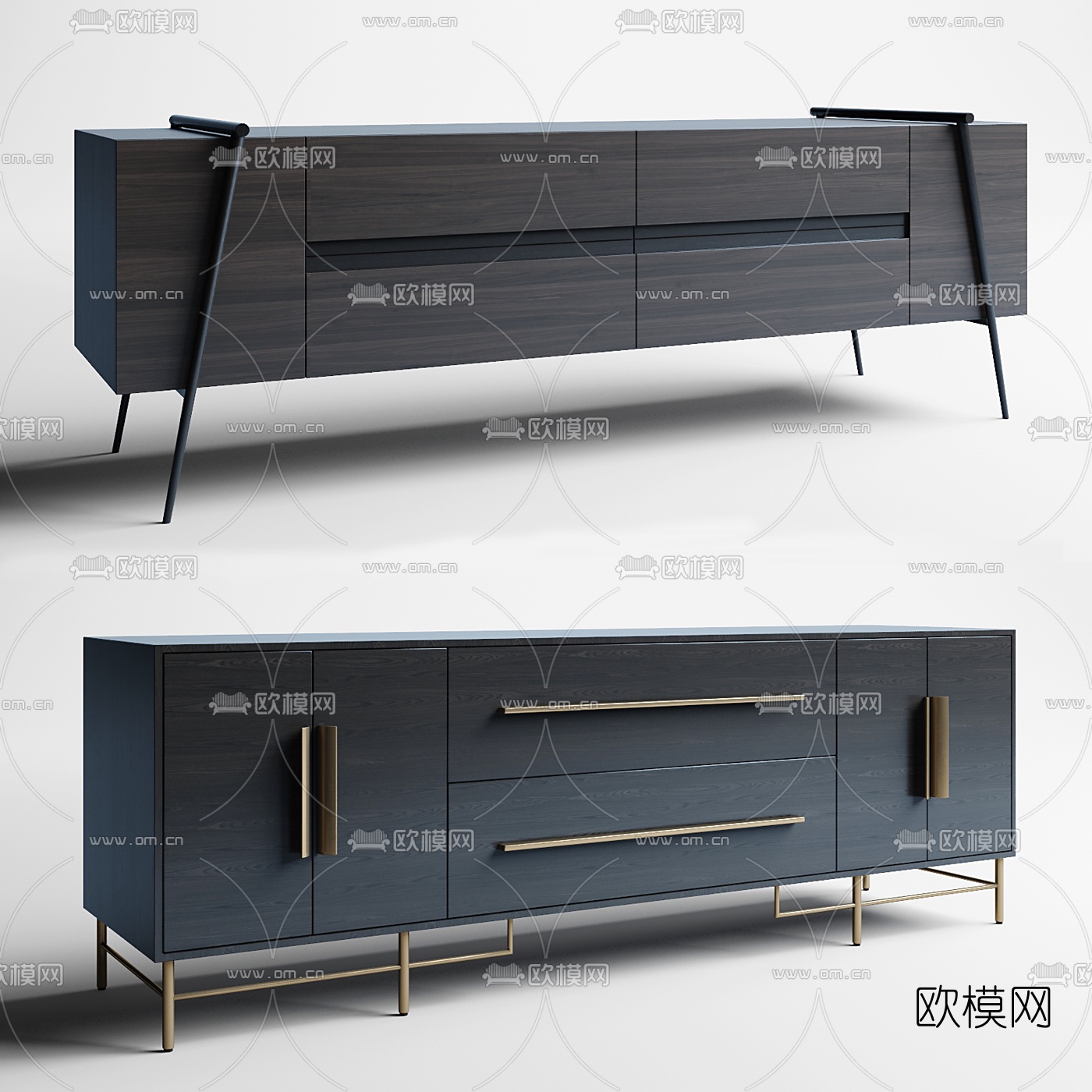 现代轻奢电视柜3d模型-免费3dmax模型库-欧模网