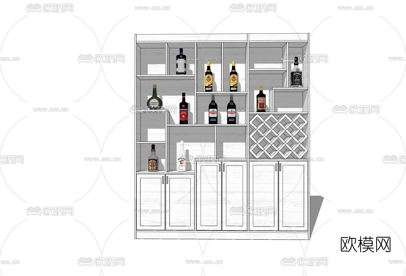 简欧酒柜免费su模型下载