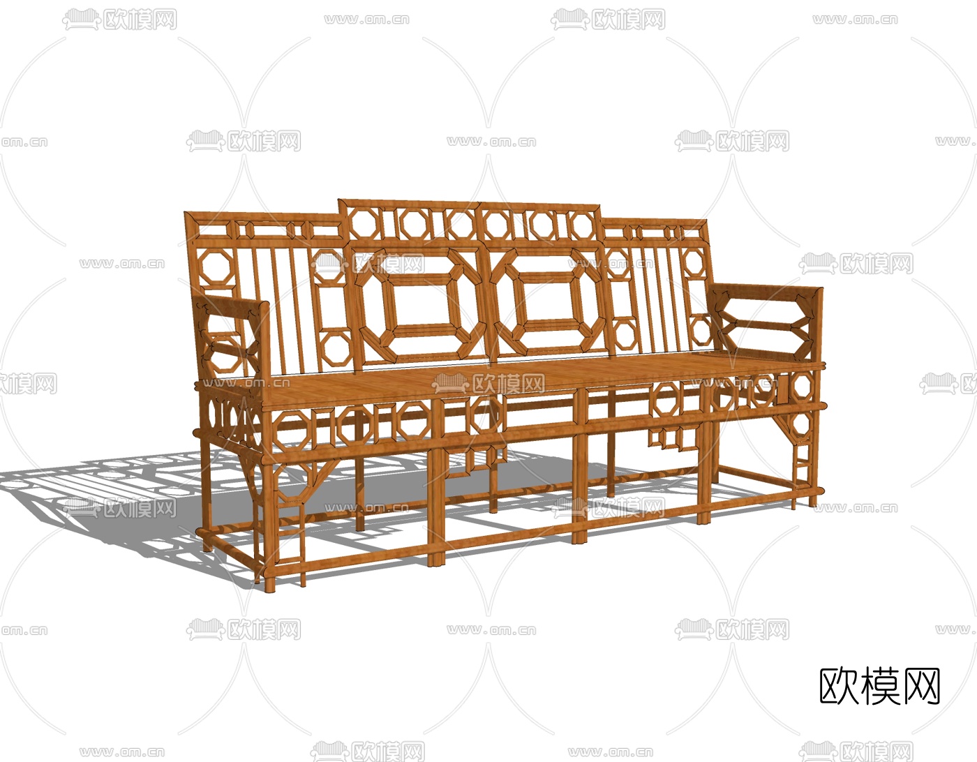 中式多人沙发免费su模型下载