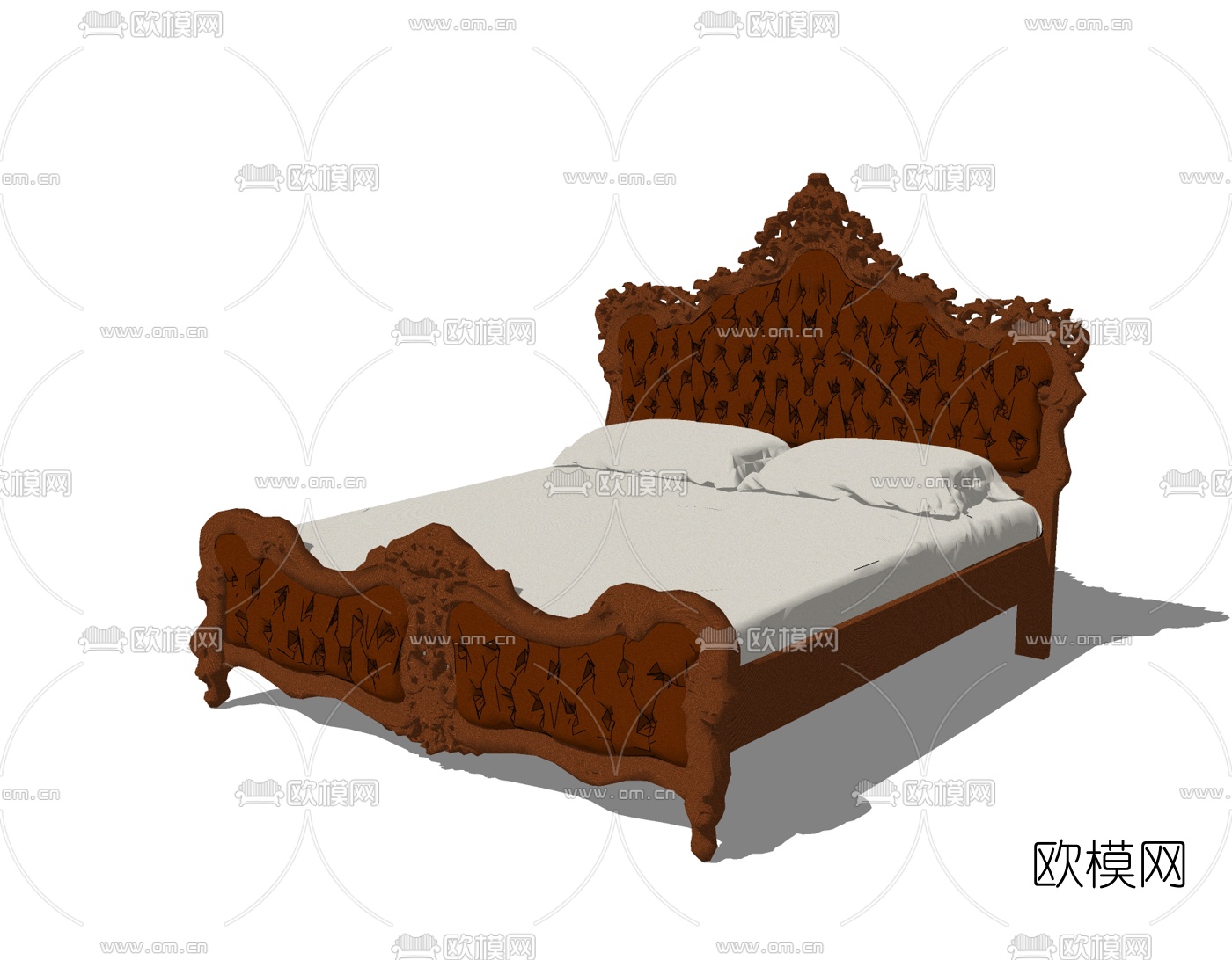 法式轻奢双人床免费su模型下载