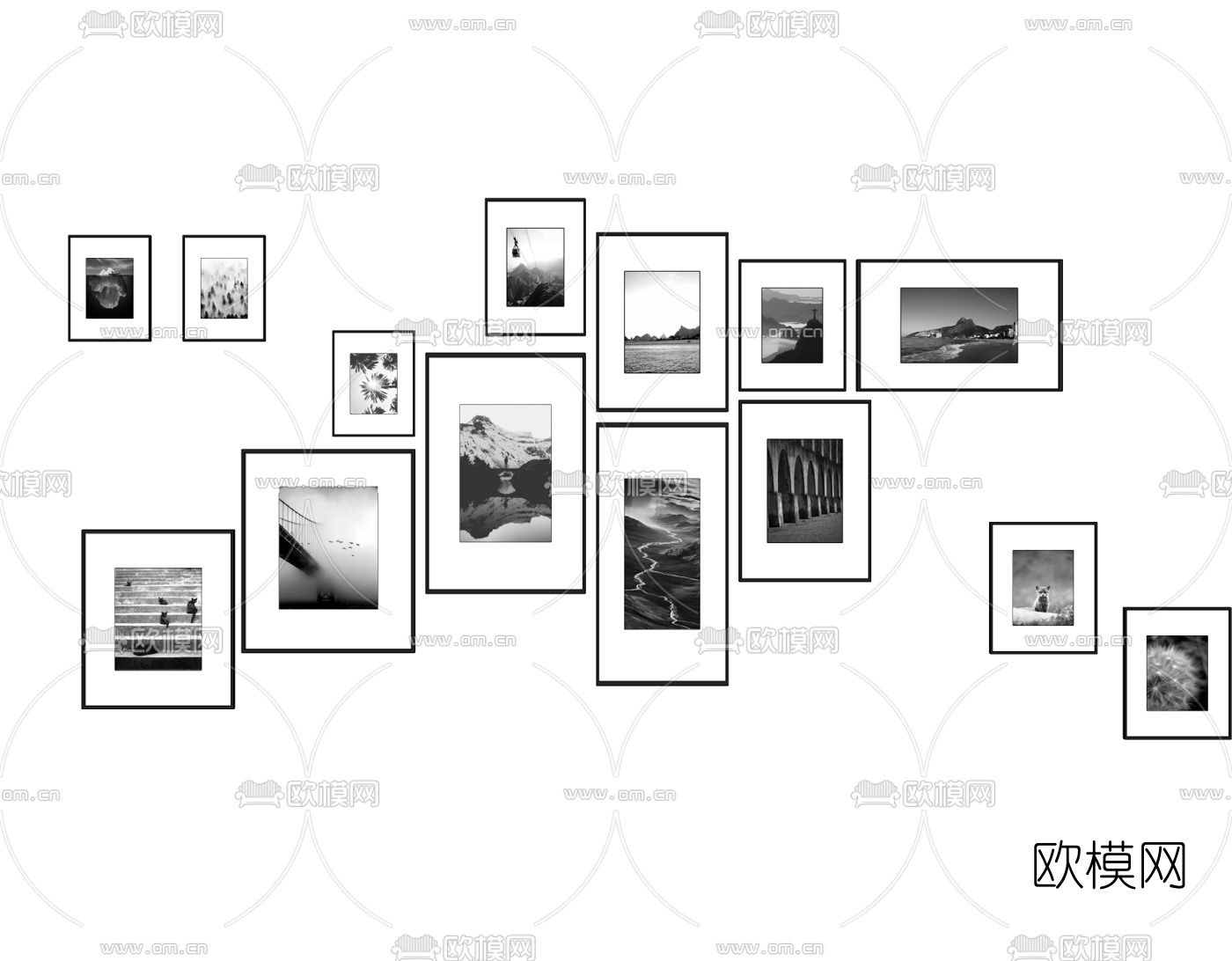 现代挂画装饰画免费su模型下载