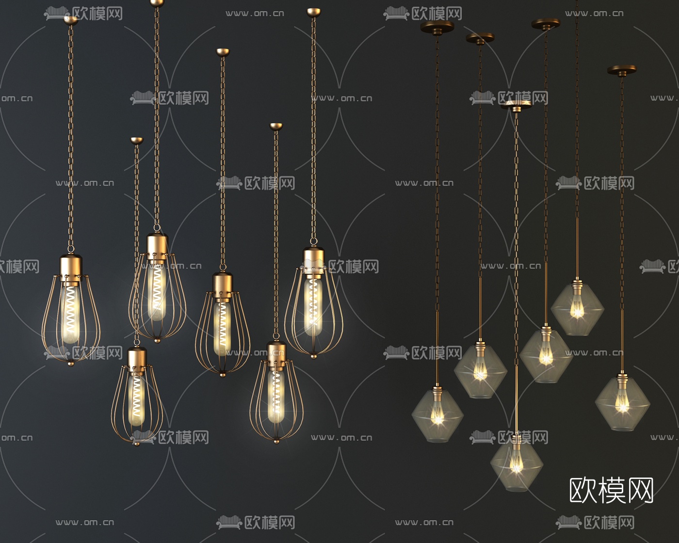 工业风水晶吊灯3d模型下载