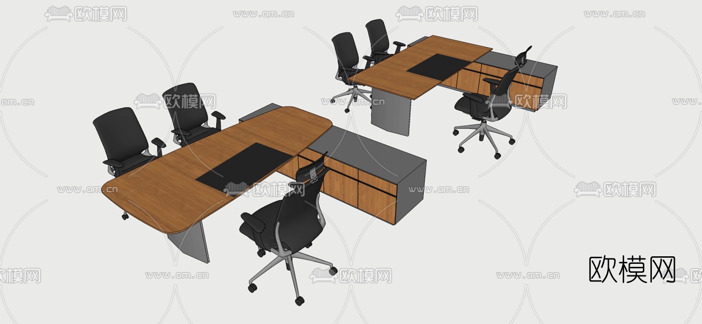 现代班台桌su模型下载（渲染图2）