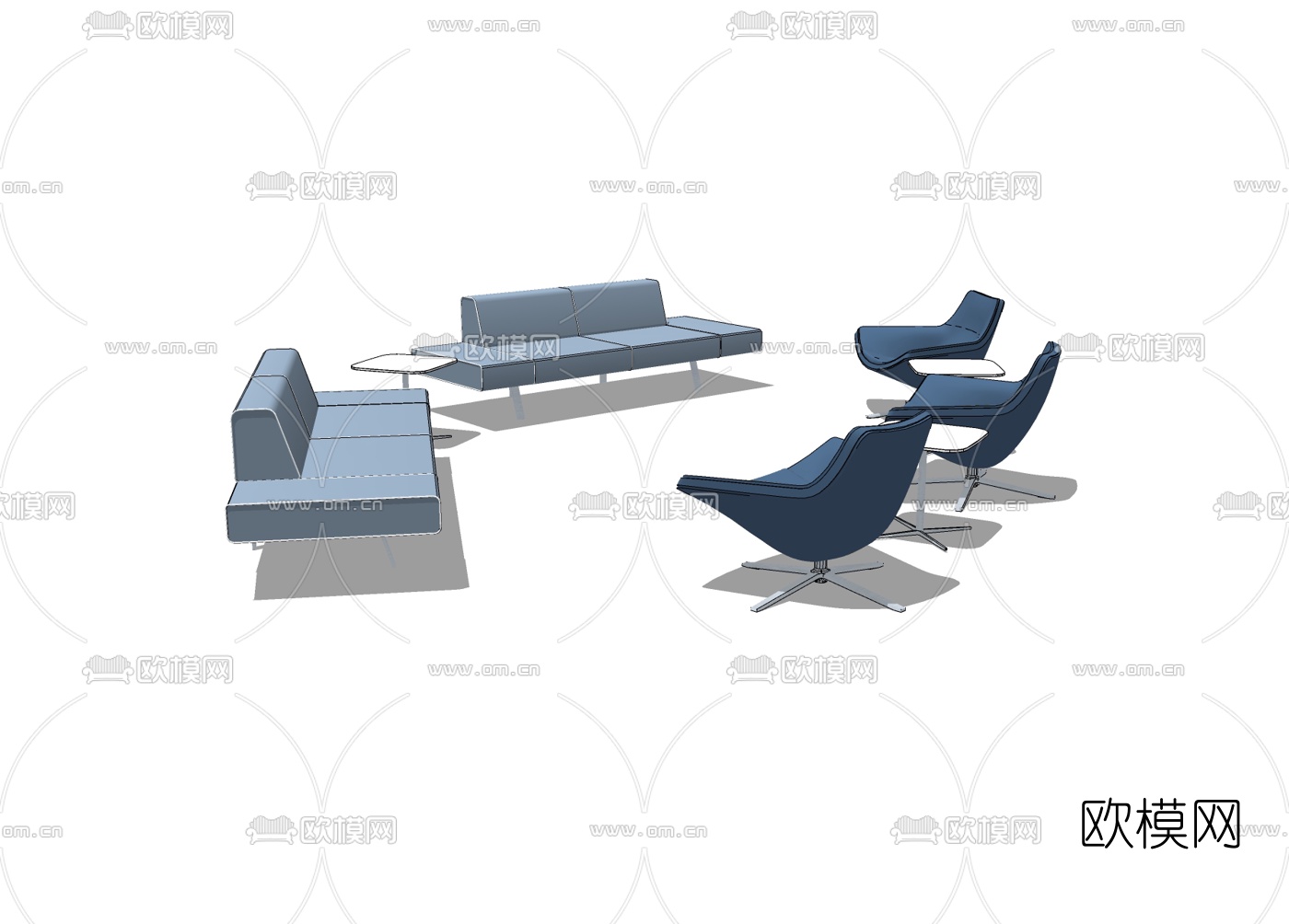 现代办公沙发免费su模型下载