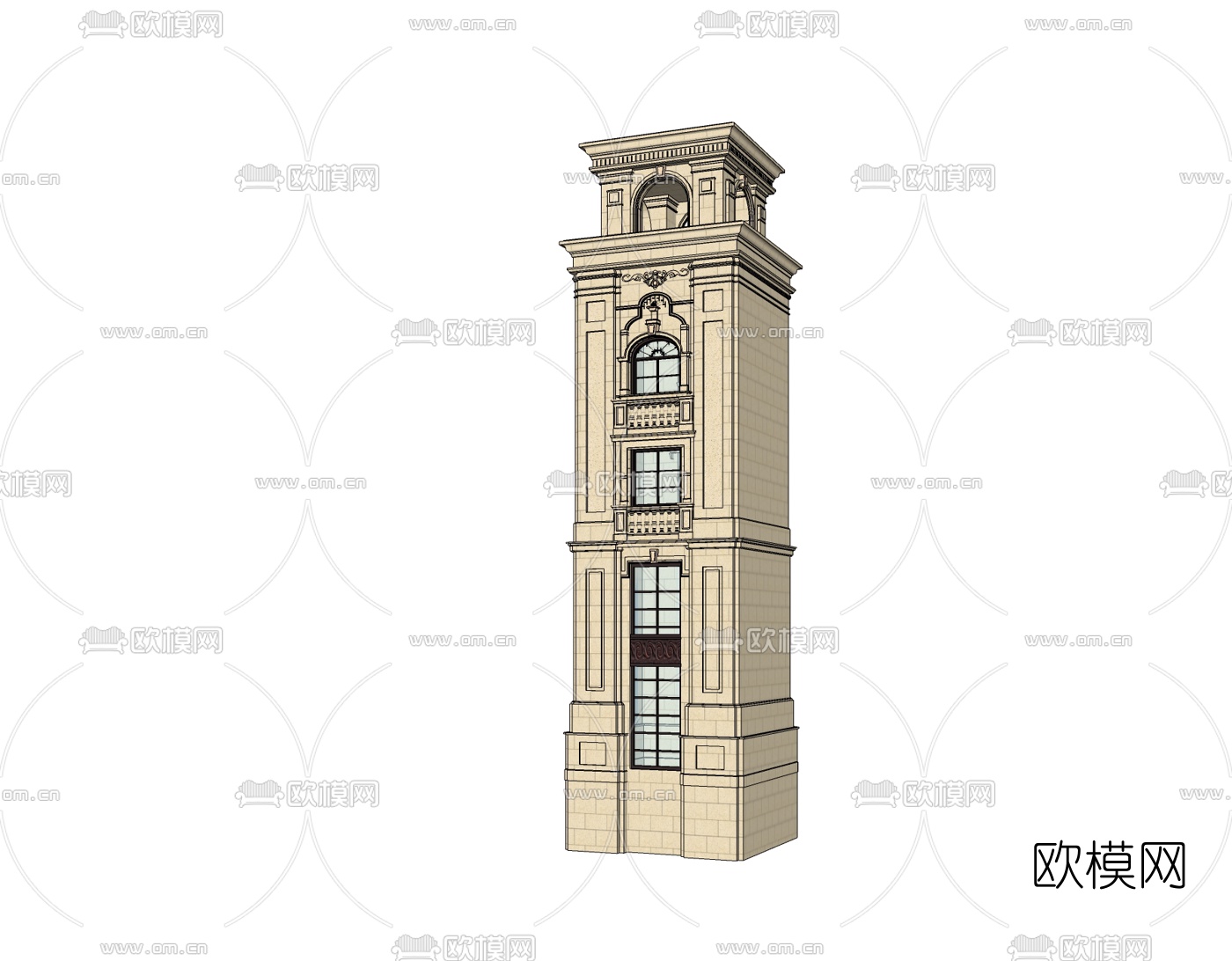 新古典塔楼免费su模型下载
