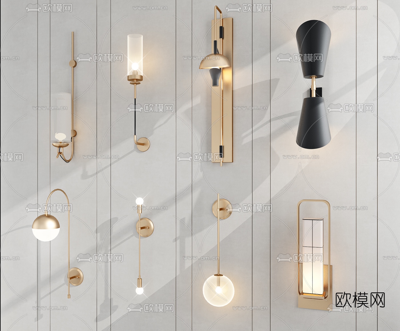 现代轻奢金属壁灯3d模型下载